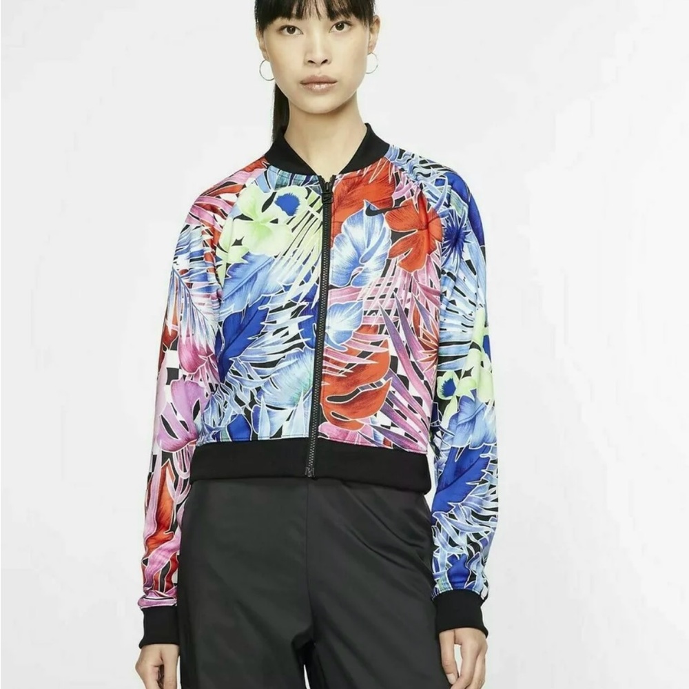 Nike Red and Pink Bomber Jacket with Artistic Flair